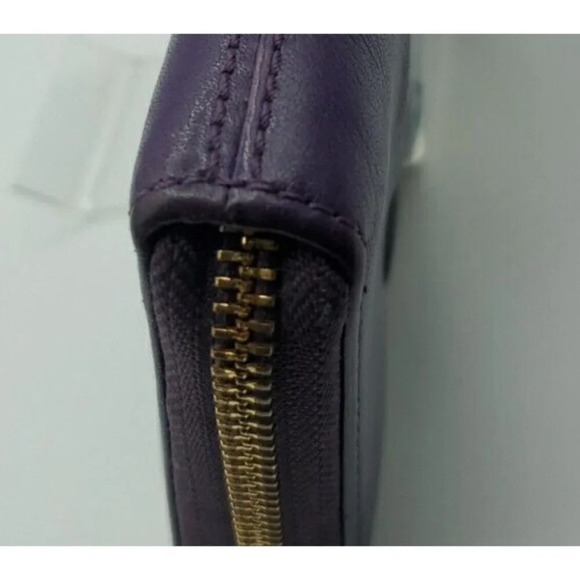 Coach Purple Soft Leather Zip Around Wallet Billfold - Picture 8 of 16